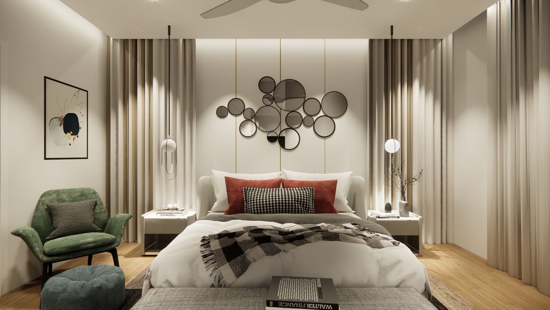 Aratt Villa living-space project imagery with layered seating and warm material tones